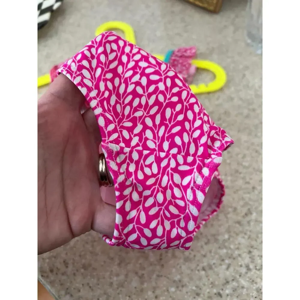 Mini Boden‎ swimsuit pink leafs size 2-3